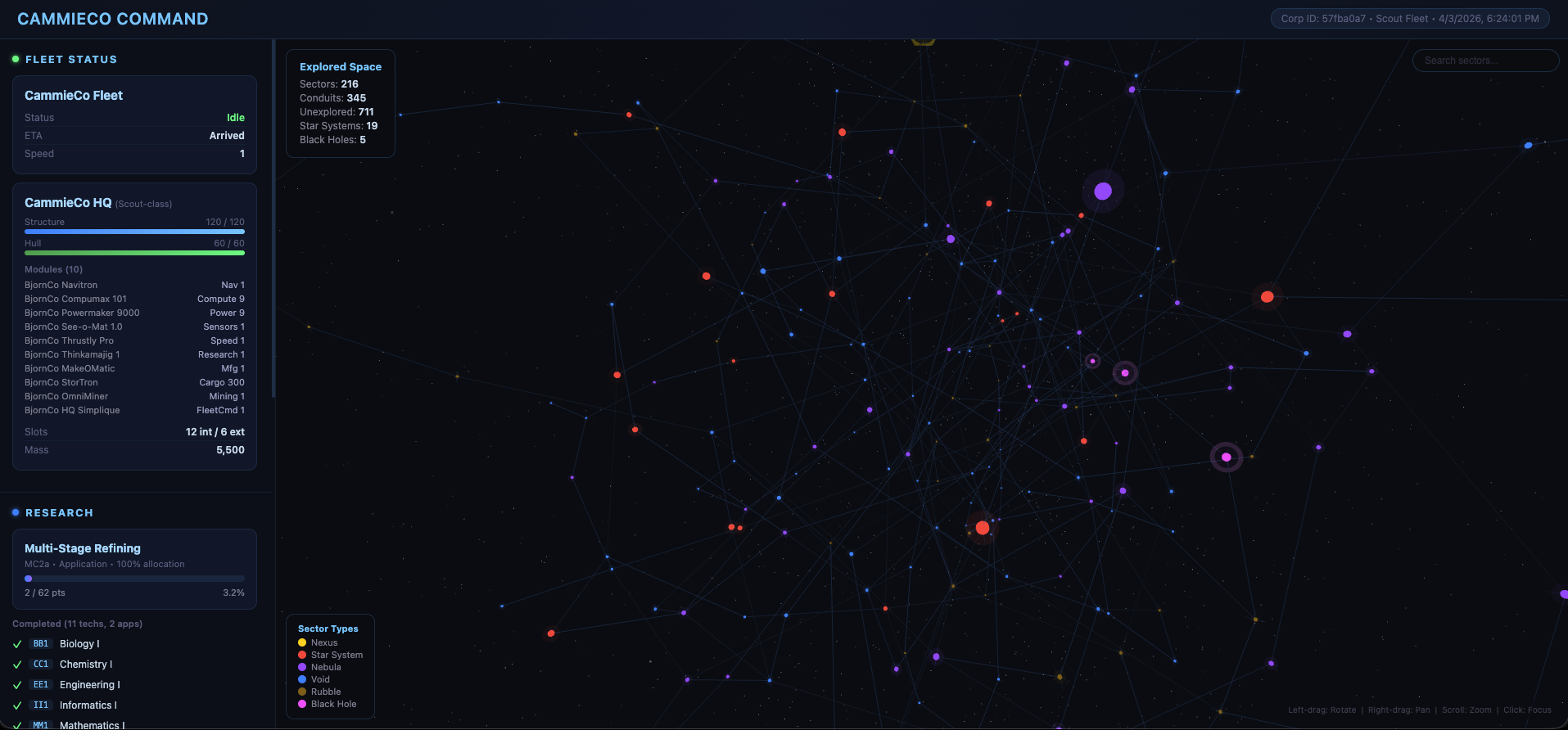 Custom command dashboard with 3D map and fleet overview